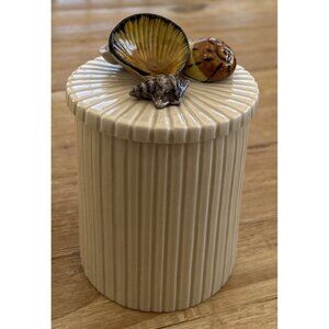 Vintage 1975 Fitz & Floyd Seashell Lidded Ribbed Canister Container 6.5" H